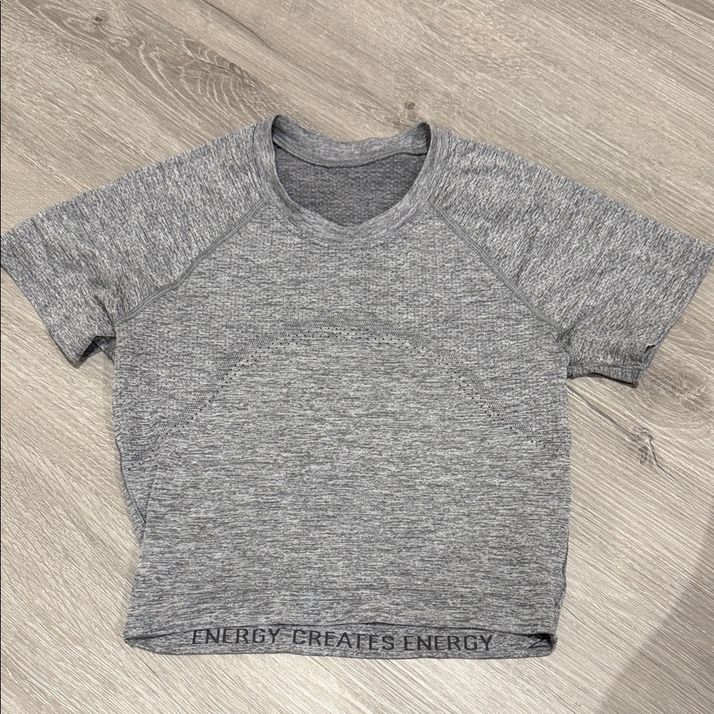 lululemon athletica Gray Short Sleeve Active Crop Top